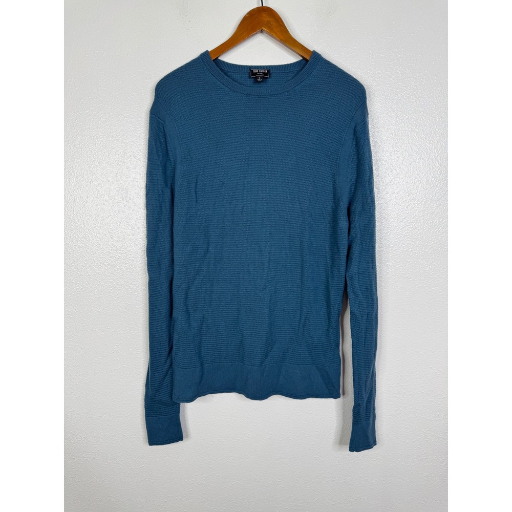 Todd Snyder Italian Merino Wool Crewneck Sweater Teal Blue Waffle Knit SW2296467